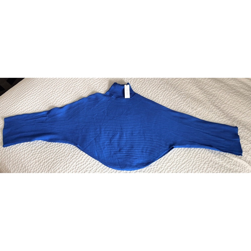 Pink Rose NWT Cobalt Blue Ribbed Turtleneck Batwing Dolman Sweater L